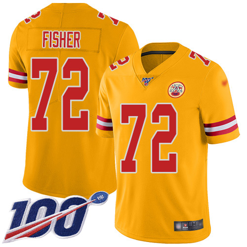 Youth Kansas City Chiefs #72 Fisher Eric Limited Gold Inverted Legend 100th Season Football Nike NFL Jersey
